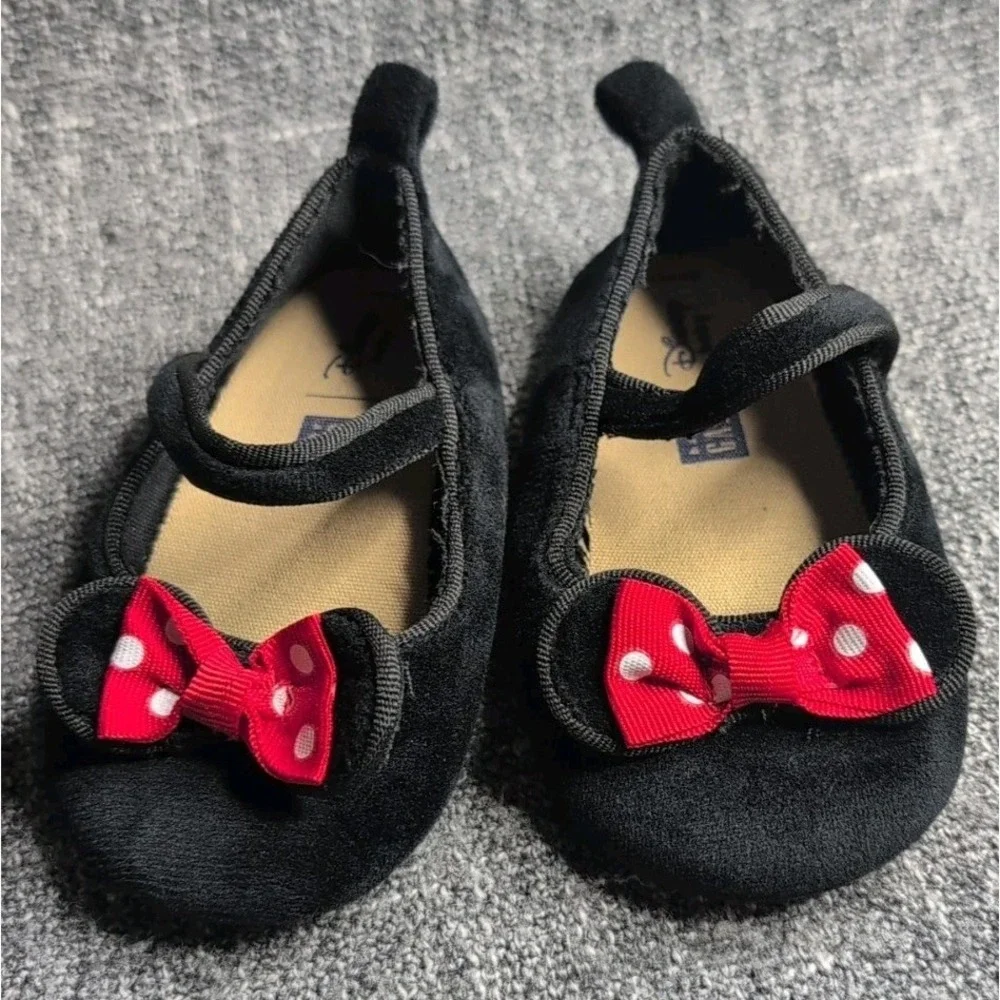 Baby Gap Disney Baby Minnie Mouse Shoes 18-24M Black Red Polka Dot Bow